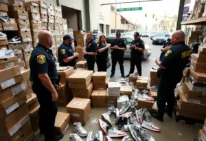 LAPD conducting a raid on CoolKicks sneaker warehouse