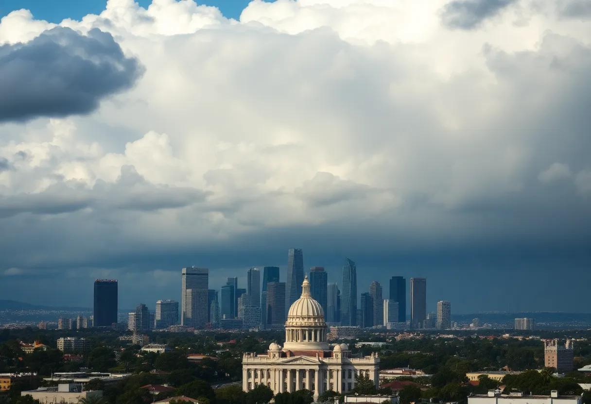 Los Angeles skyline illustrating financial crisis