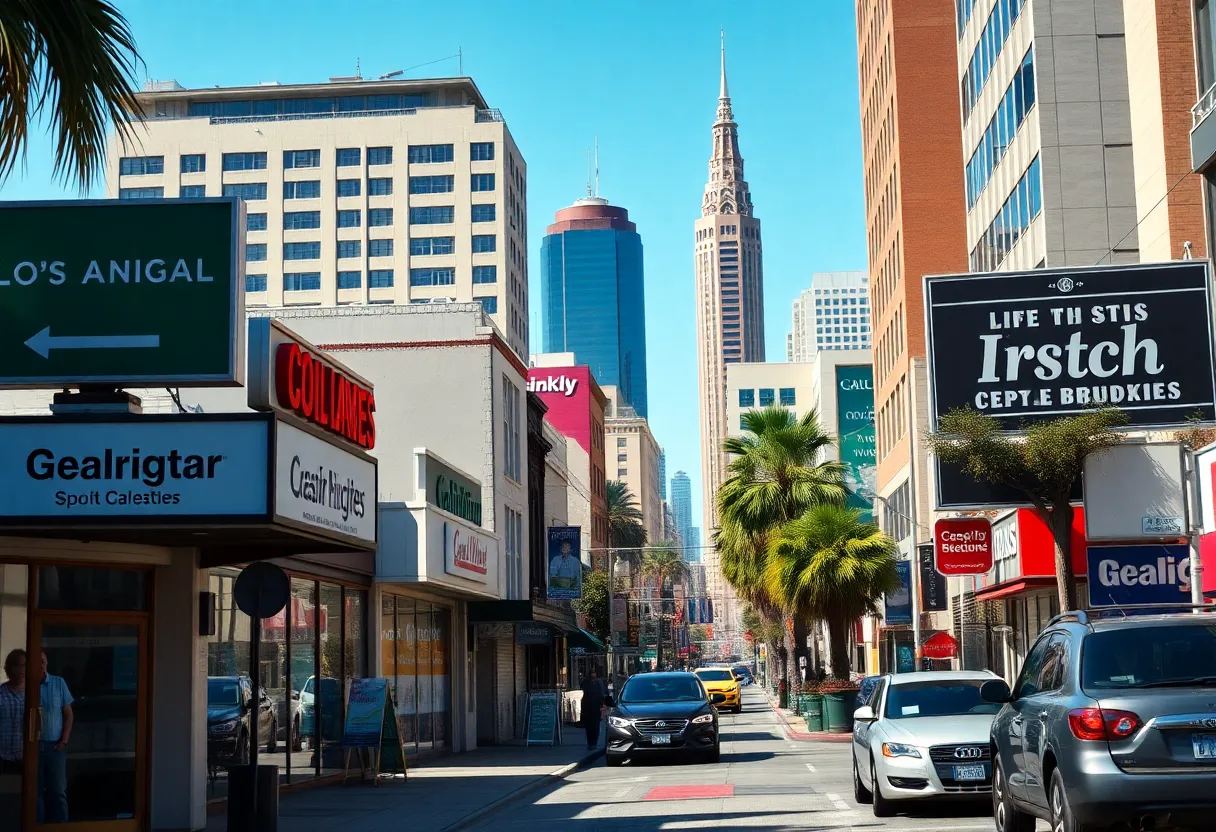 Los Angeles cityscape supporting small businesses