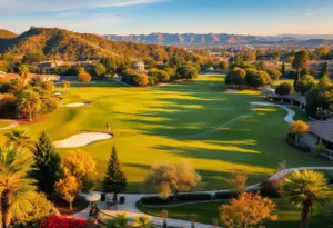 Scenic view of a golf course in Los Angeles during autumn.