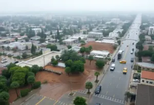 Flooded streets and mudslides in Los Angeles after heavy rainstorm