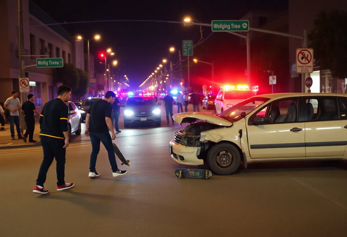 Scene of chaos at a skateboarding event in Los Angeles