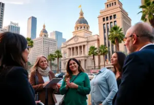 Small business owners in Los Angeles discussing city contract opportunities