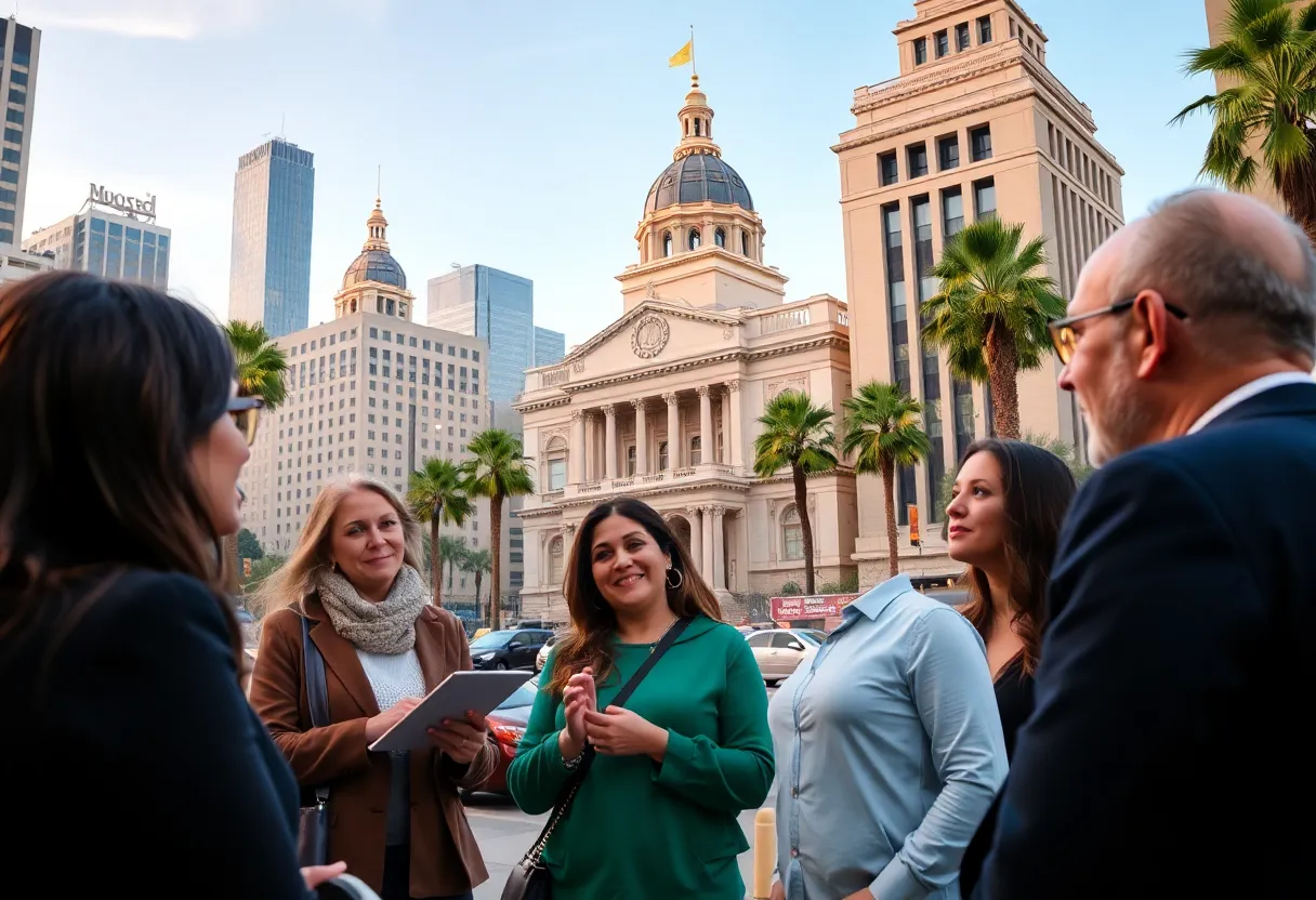 Small business owners in Los Angeles discussing city contract opportunities