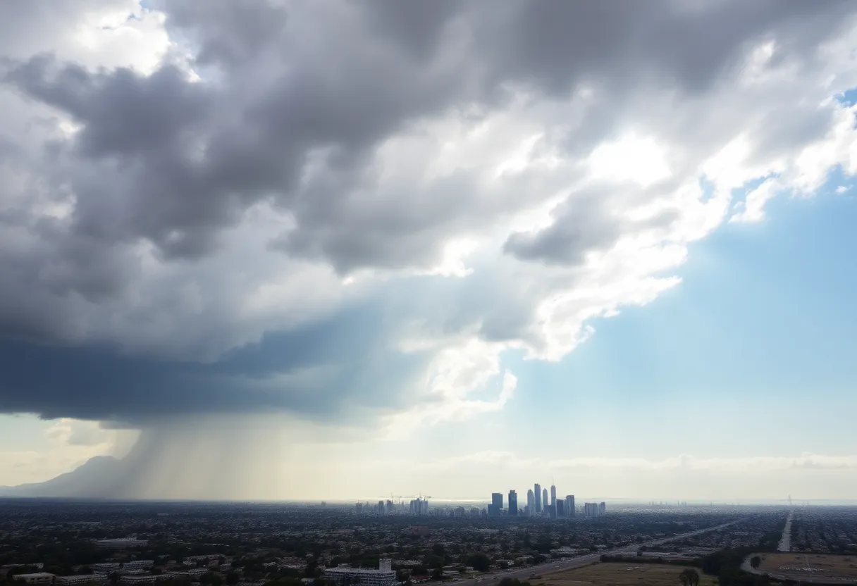 Scenic view of Los Angeles showcasing sunny weather transitioning to clouds