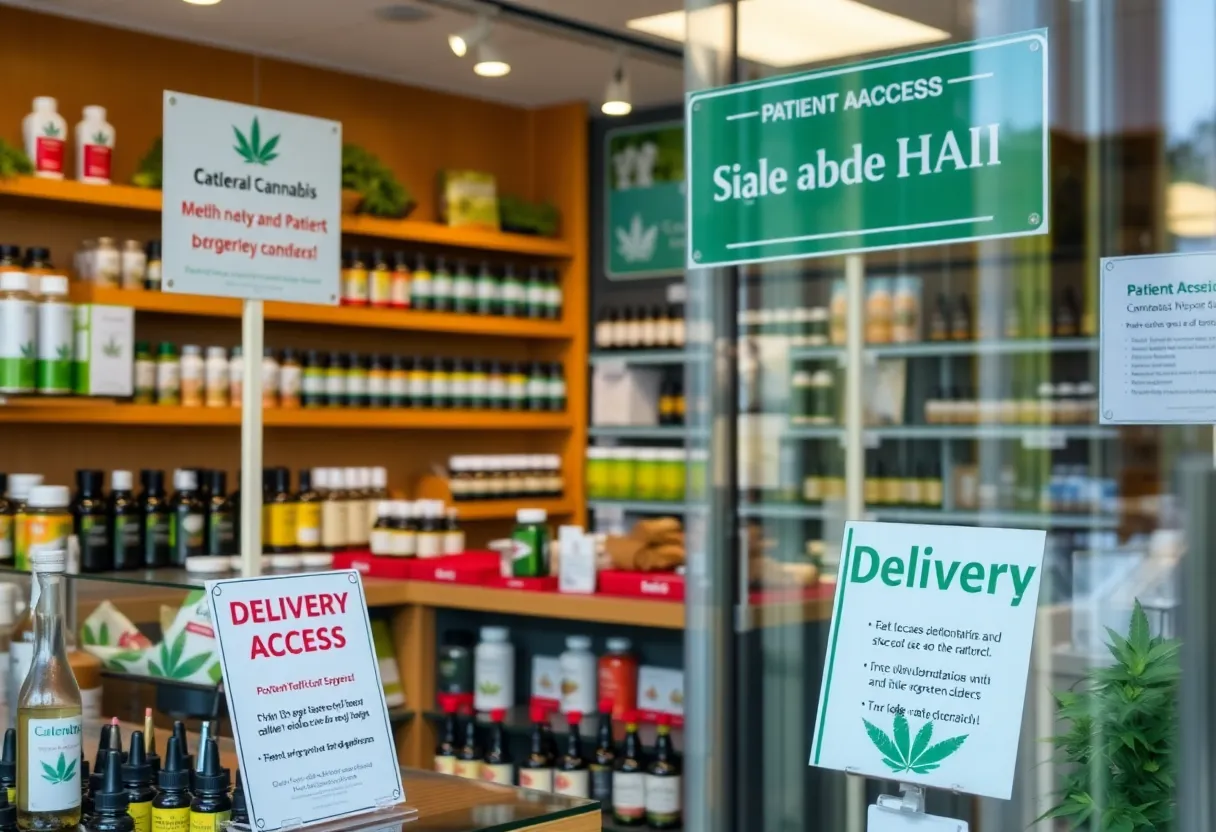 Medical cannabis dispensary with patient access signage