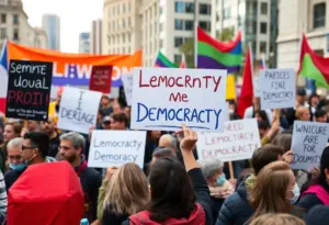 Crowd of protesters at No Kings protests in Los Angeles