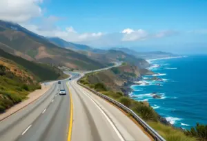 A view of the Pacific Coast Highway with vehicles