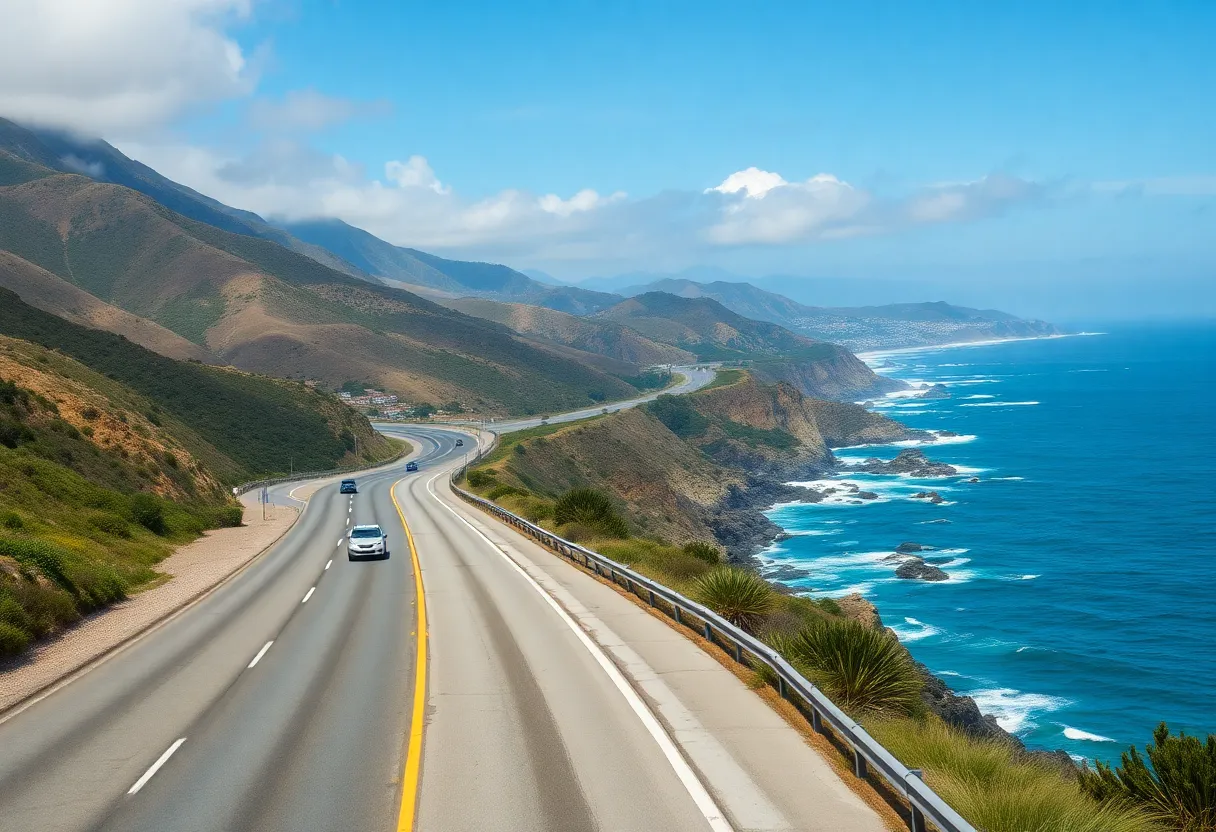 A view of the Pacific Coast Highway with vehicles
