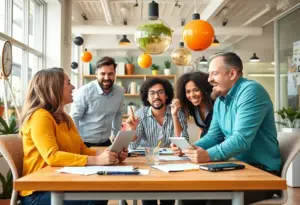 Creative workspace of Party Land Advertising Agency