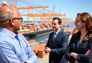 Port of Los Angeles with freight ships and containers