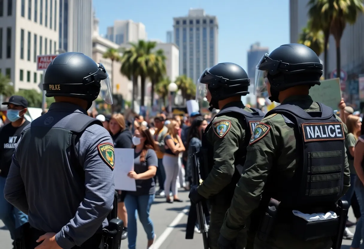 Demonstrators protesting against the National Guard deployment in Los Angeles