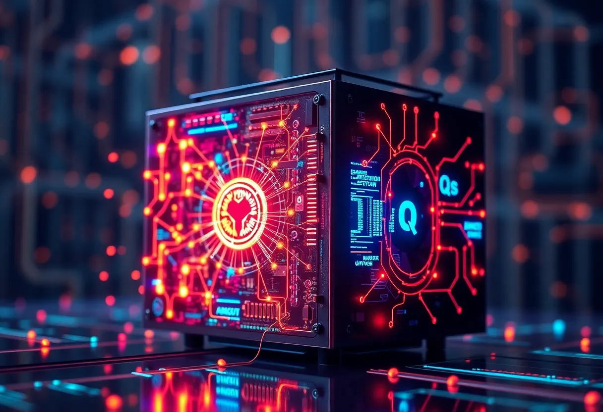 A futuristic representation of quantum computing technology.