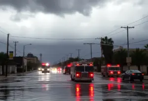 Heavy rainfall in Southern California during an atmospheric river event