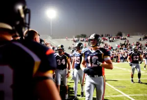 Players competing in a high school football game in Southern California.
