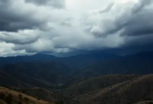 Storm clouds over Southern California hills