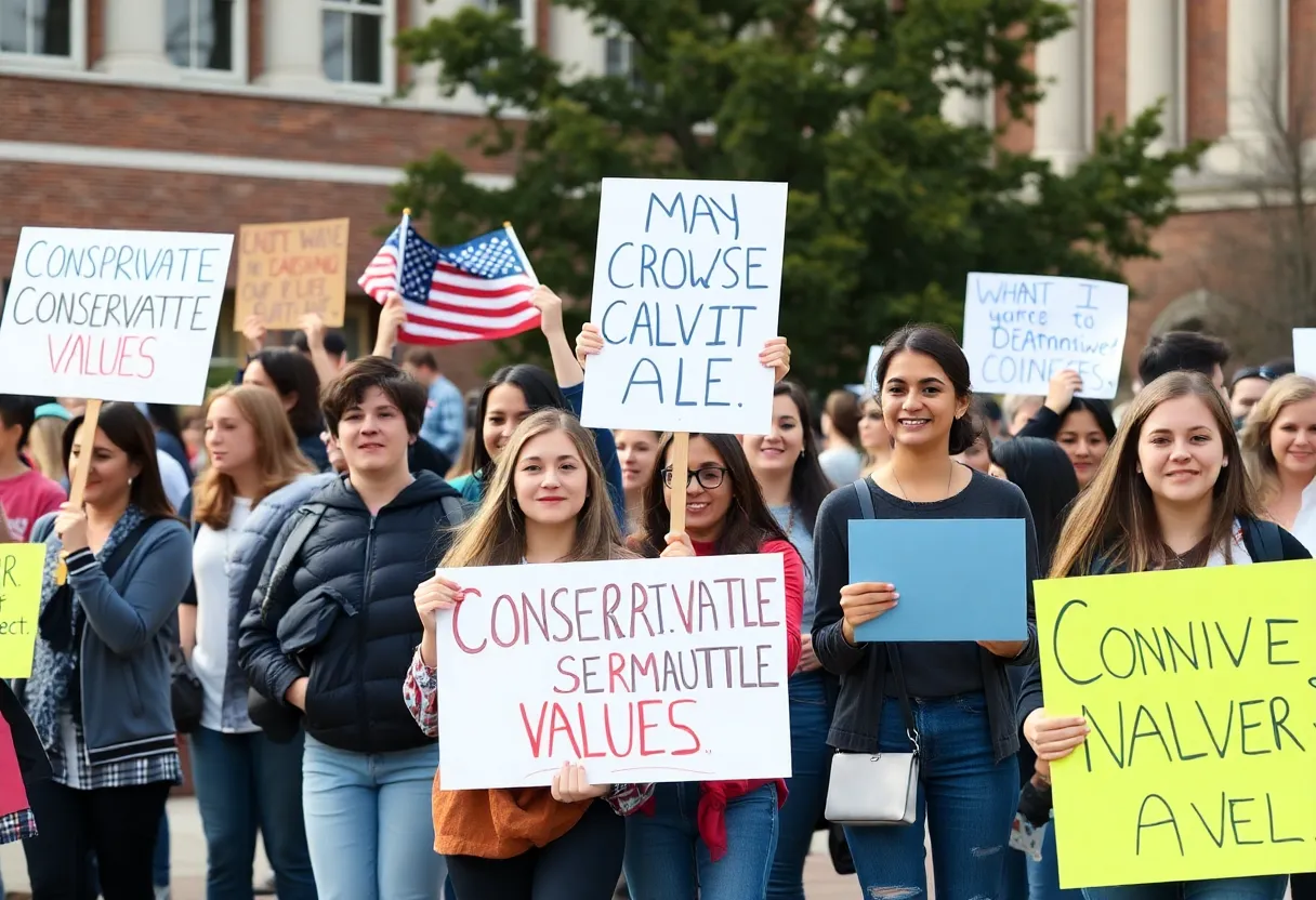 Students gathered in support of Turning Point USA values
