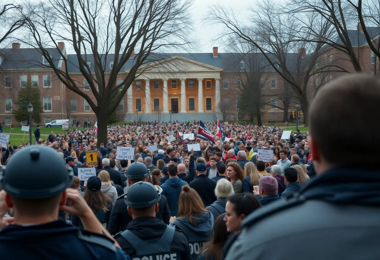 University event with a somber atmosphere after a shooting incident.