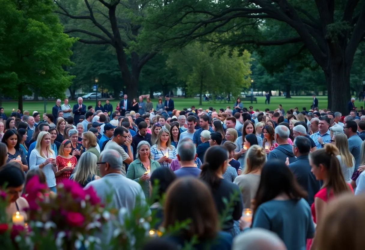 Community gathering at Central Park for remembrance ceremony