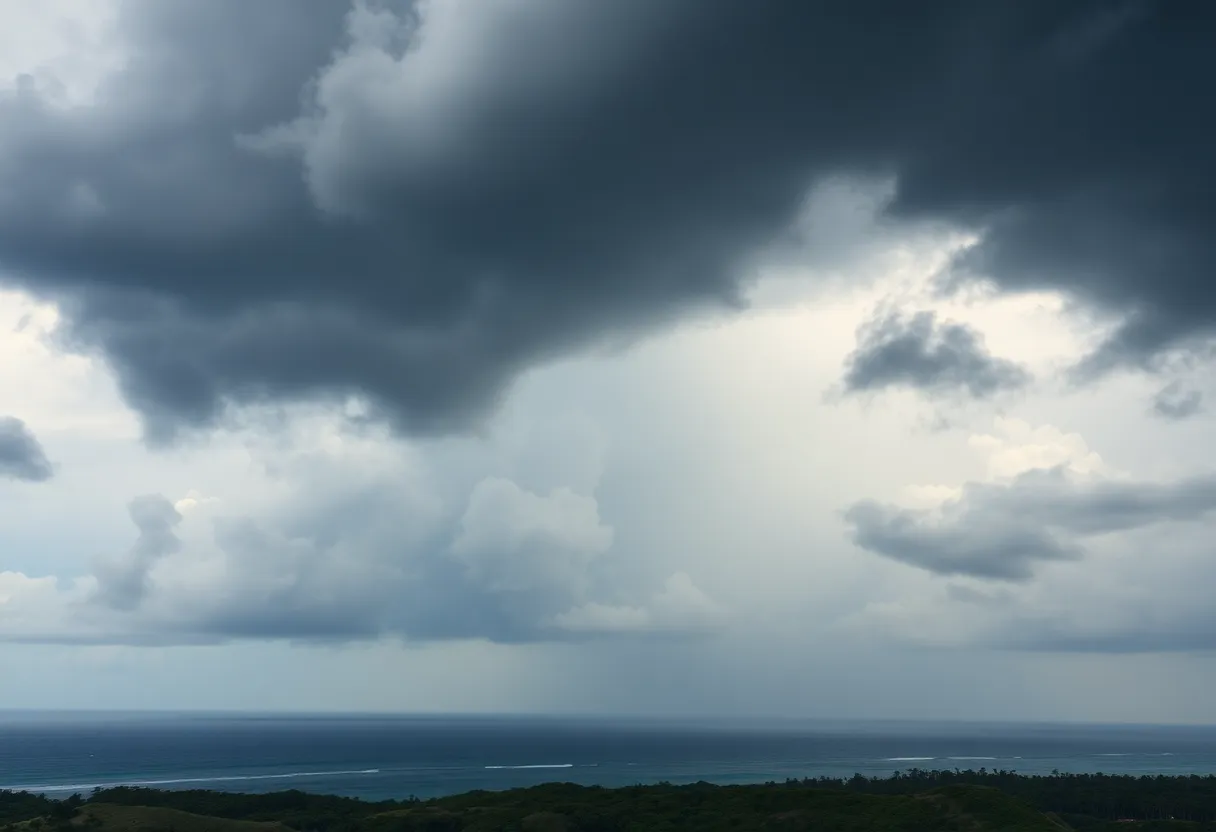 Stormy weather over the Caribbean due to Tropical Storm Melissa