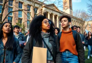 Students at UCLA engaged in discussion about university policies.