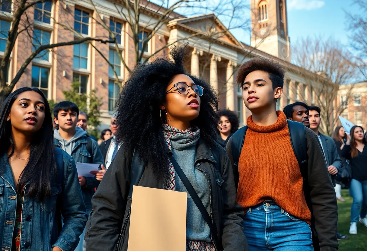 Students at UCLA engaged in discussion about university policies.