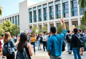 Students discussing on UCLA campus amidst ongoing protests