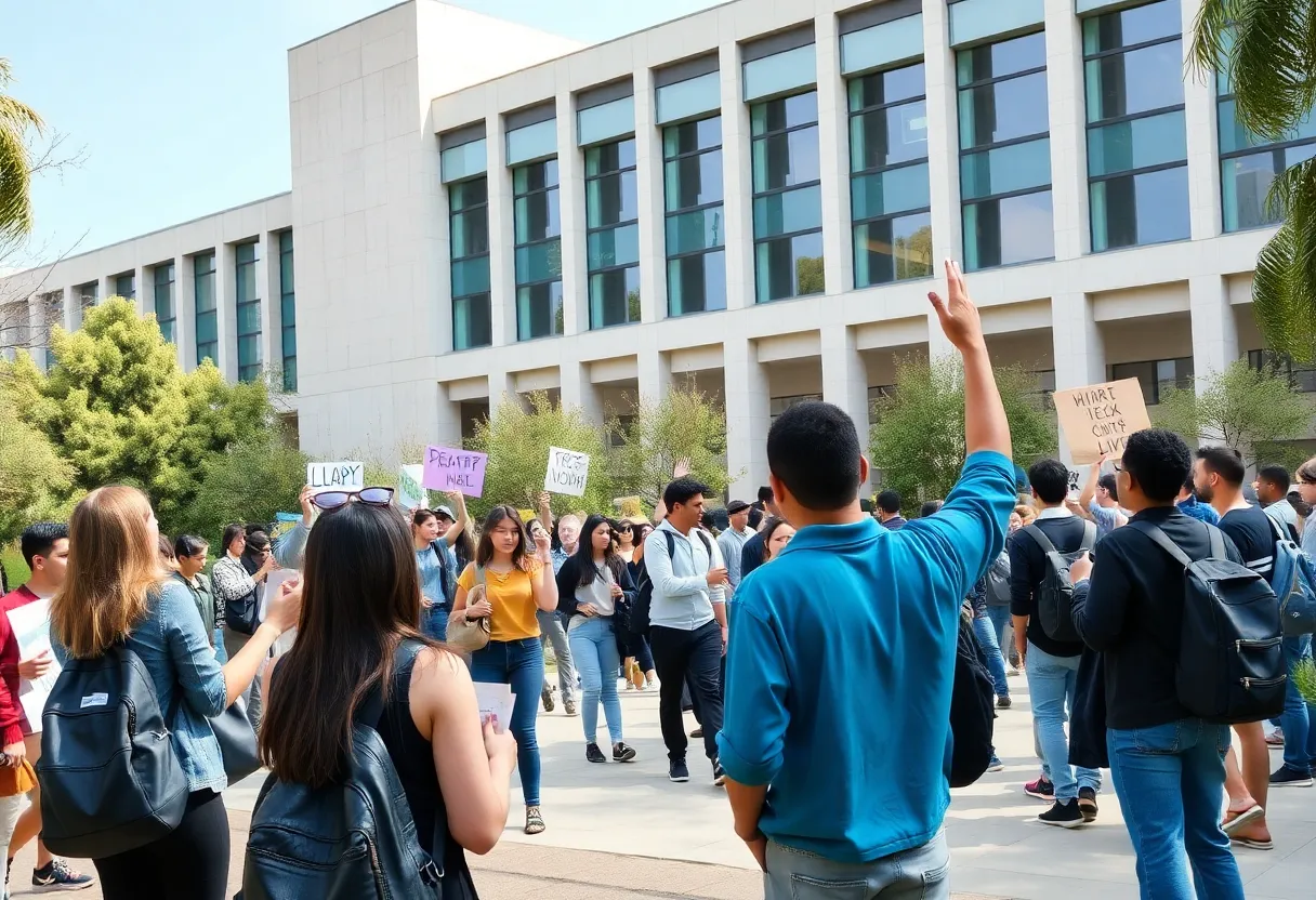 Students discussing on UCLA campus amidst ongoing protests
