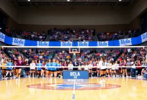 UCLA women's volleyball team preparing for match against Minnesota