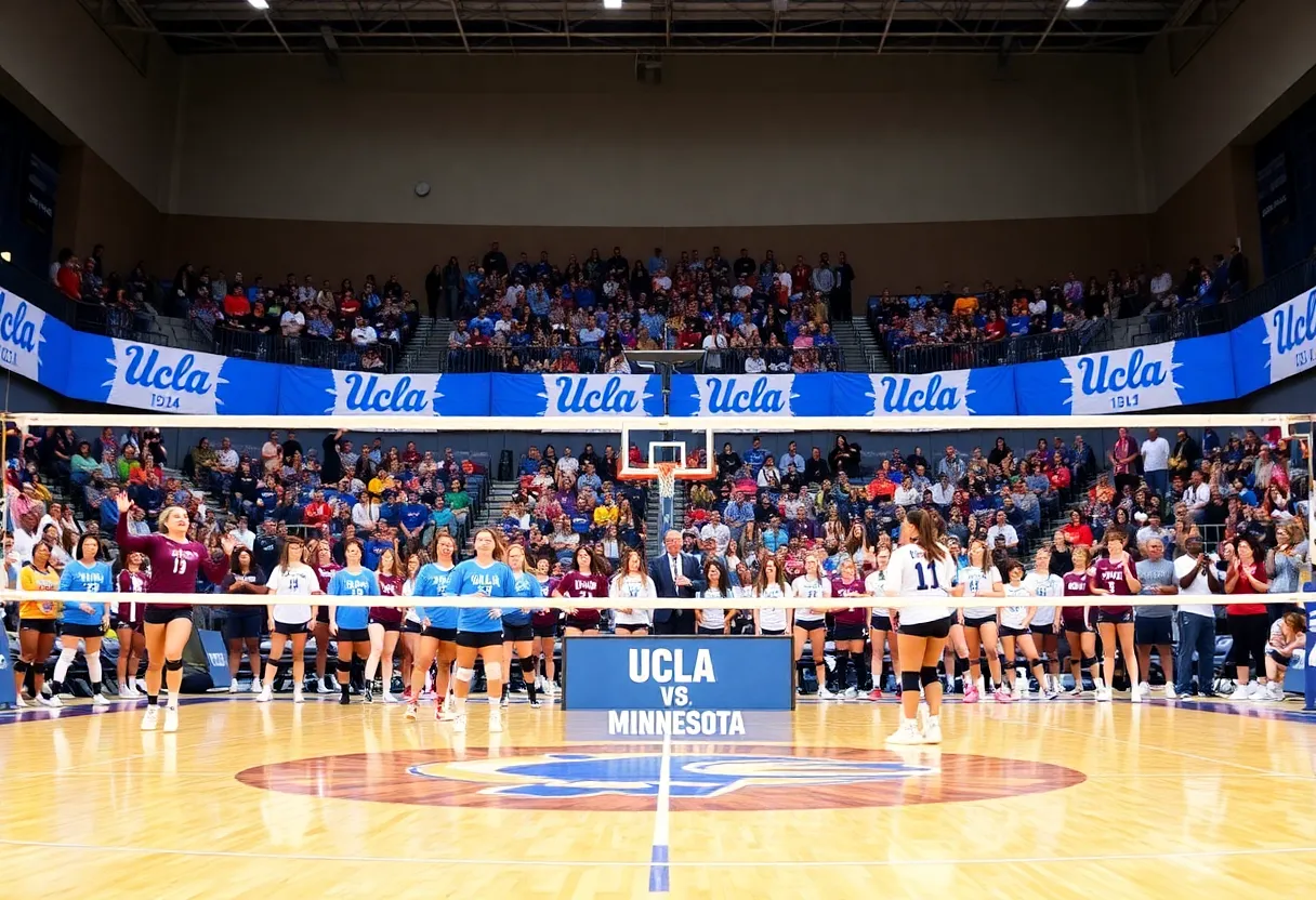 UCLA women's volleyball team preparing for match against Minnesota