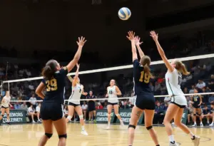 UCLA women's volleyball team in action against USC