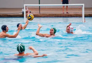UCLA water polo players competing in a match