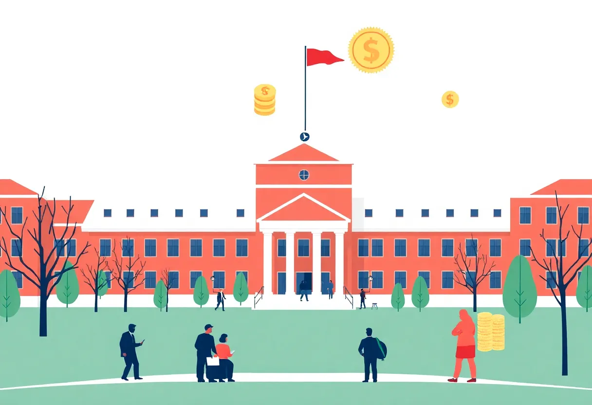 USC campus representing financial difficulties and budget discussions.
