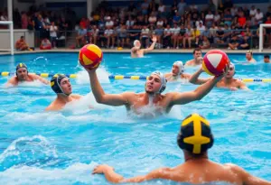 USC men's water polo team in action against UCLA