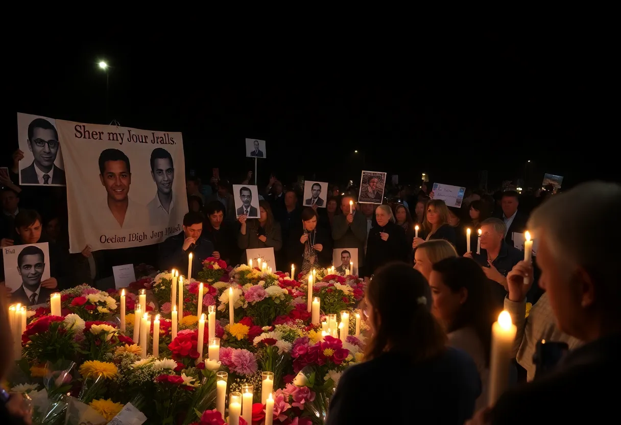 Community gathering for a vigil in honor of Charlie Kirk