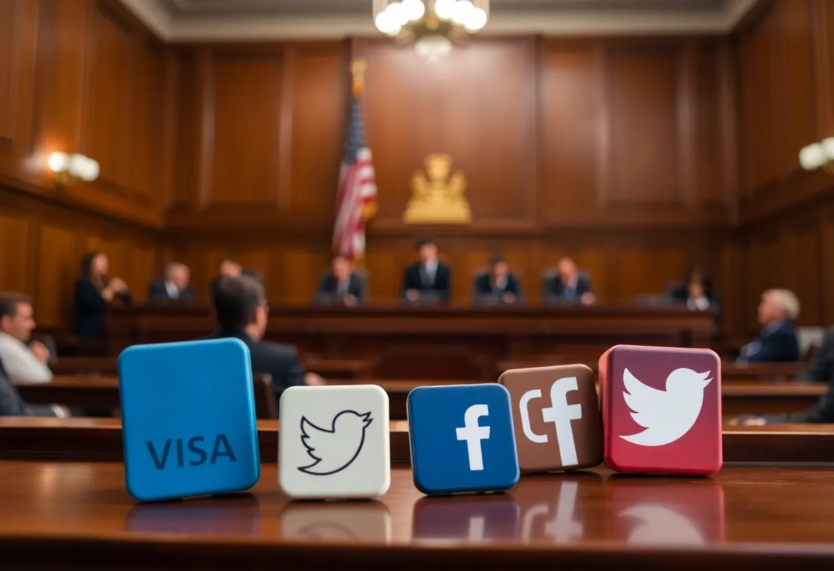 Illustration of visa cancellation controversy with social media symbols