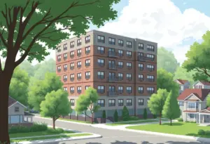 Rendering of affordable housing project in Studio City, California