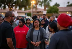 Community members gather in Baldwin Park, California, in response to recent tragic events.