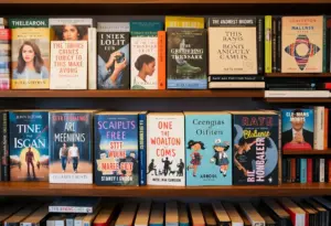 Display of bestselling books in a Los Angeles bookstore