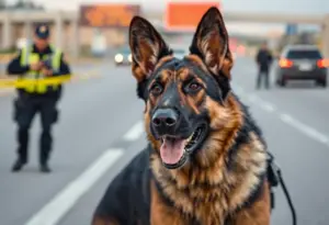 Burbank police K-9 during manhunt in residential area