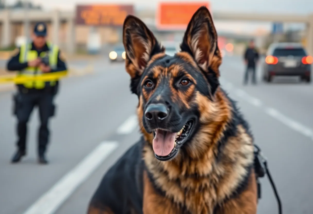 Burbank police K-9 during manhunt in residential area