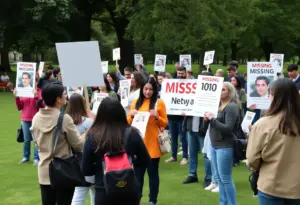 Community members searching for a missing girl in Oxnard's River Park area.