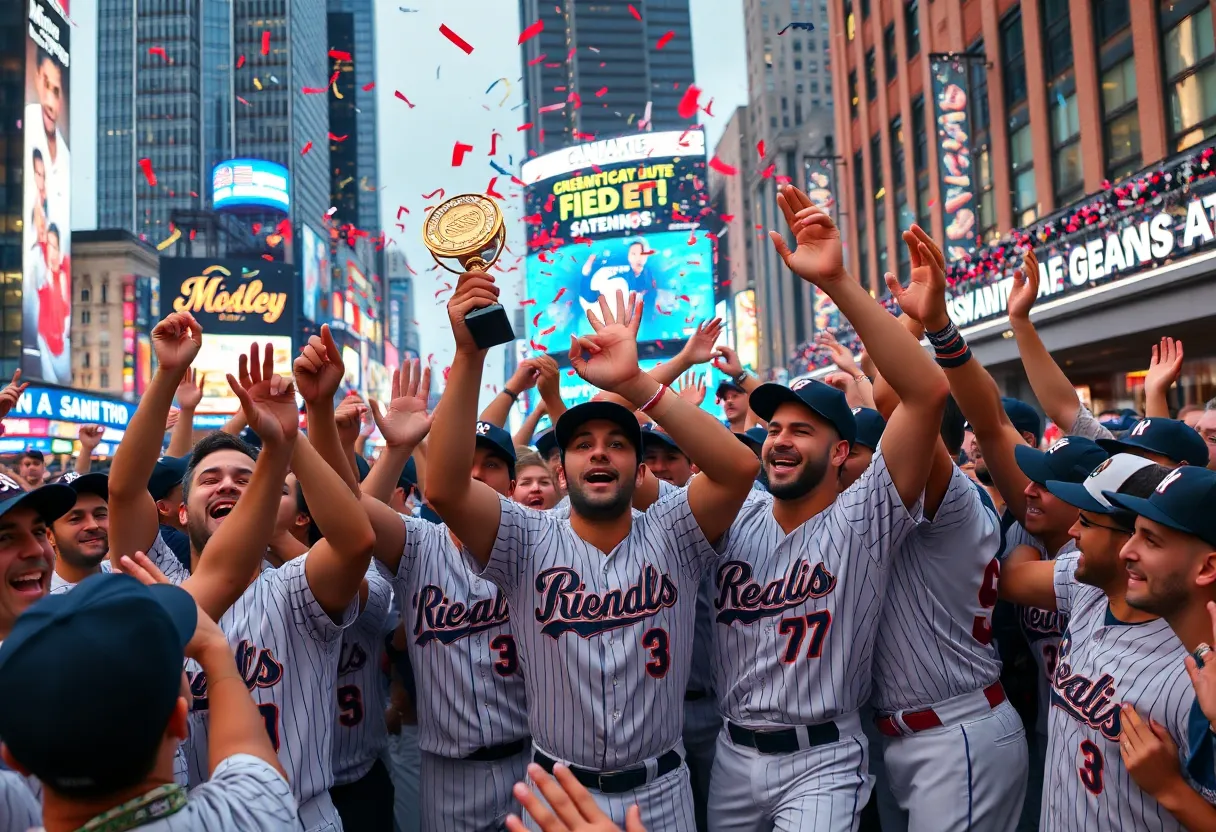 Fans celebrating the Los Angeles Dodgers' World Series victory.