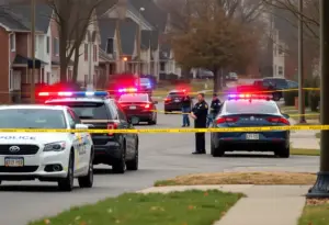 Police investigation at a shooting scene in Winnetka, California