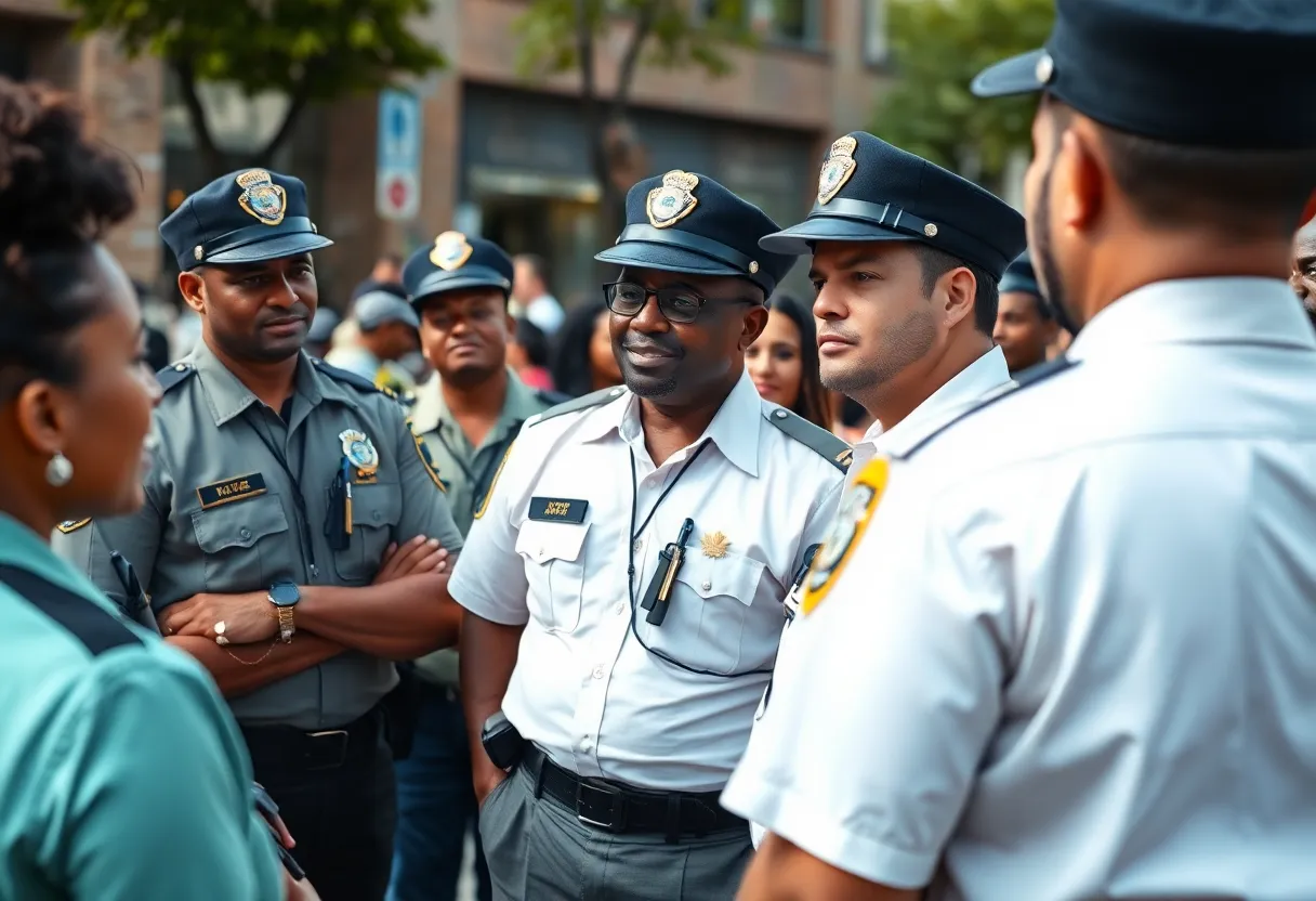 FBI agents interacting with community members, showcasing proper identification.
