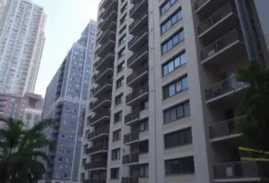 Firefighters responding to a fire at Rosslyn Lofts in downtown Los Angeles.