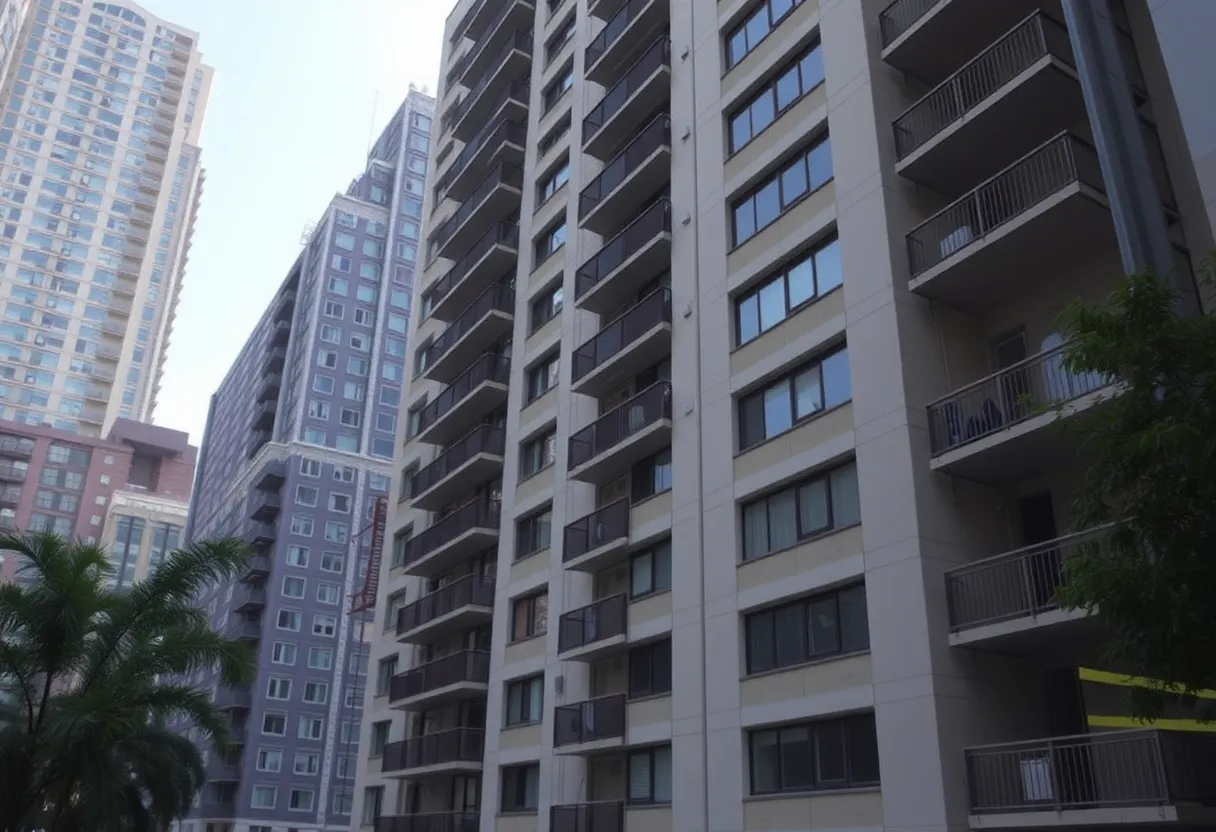 Firefighters responding to a fire at Rosslyn Lofts in downtown Los Angeles.