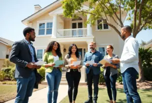 First-time buyers looking at a house in Los Angeles
