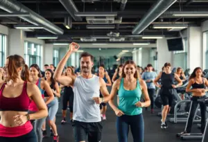 People exercising in a newly branded EōS Fitness gym