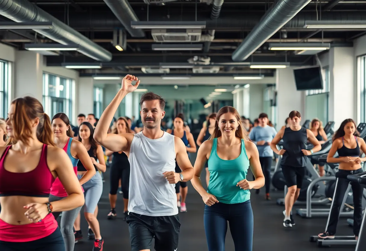 People exercising in a newly branded EōS Fitness gym